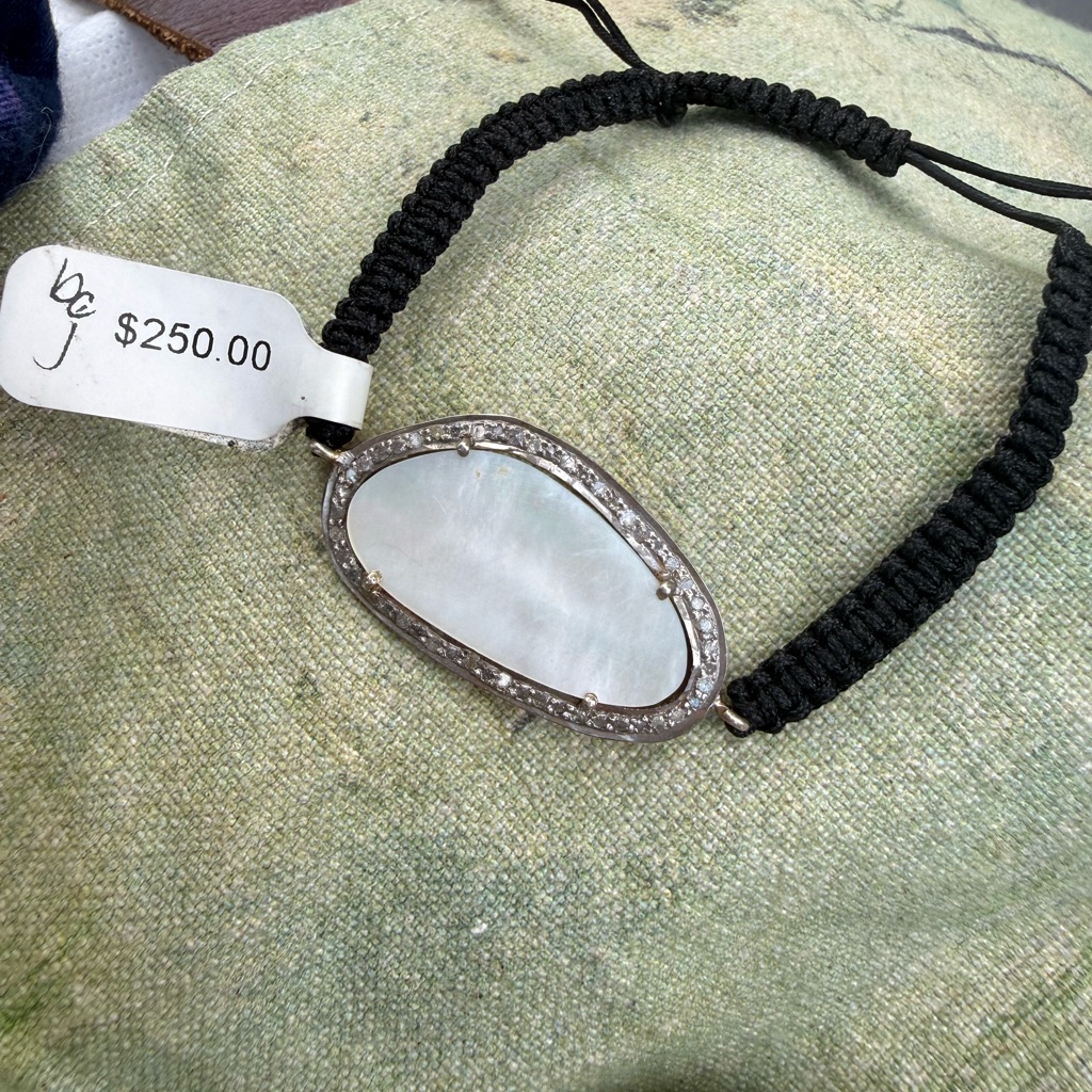 Elegant Pave Diamond And MotherOfPearl Bracelet